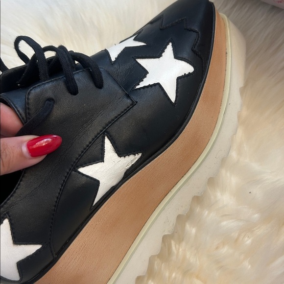 Stella McCartney Black White Star Vegan Elyse Platform Derby Shoes, Size 35 - Picture 8 of 16